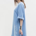 Blue knitted dress with embroidery 07092 MAXA