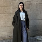 Women's demi-season coat with a detachable collar khaki 21AH115 ALMAE