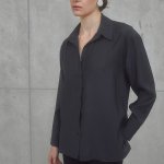 Black semi-transparent classic blouse