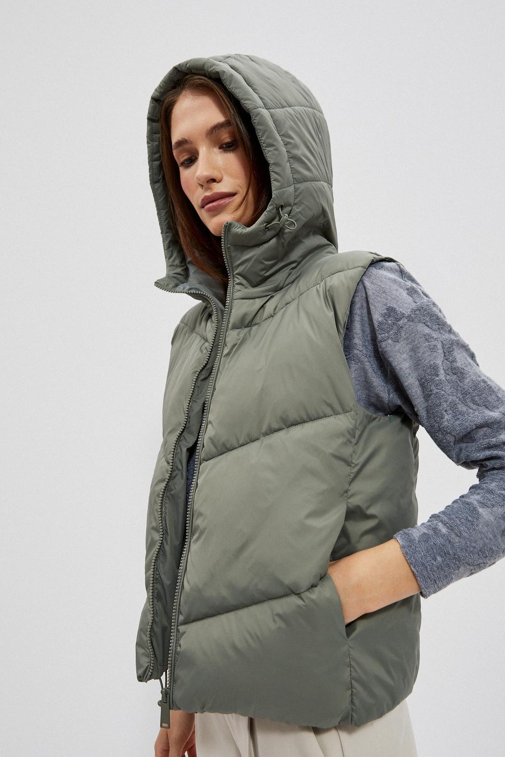Vest with hood olive L-KA-4000 Moodo