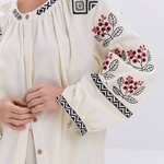 Ecru with black embroidery