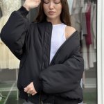 Бомбер жіночий теплий чорний Бонем STIMMA