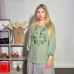 Embroidered GEM women's white Richelieu linen dress