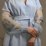 Сукня блакитна з ажурними рукавами Hardy 943