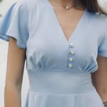 Blue satin midi dress