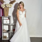 Wedding white dress made of tulle