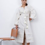 Women's beige linen embroidered dress Solomiya EMBROIDERED GEM