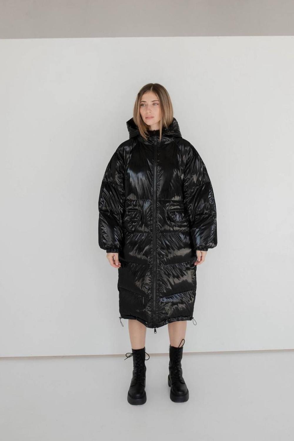 Black winter oversized down coat