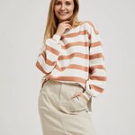 White jacket with brown stripes on a biker MOODO