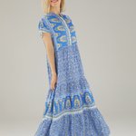 Blue midi dress with print 245-8576