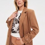 Women's long coat in camel color