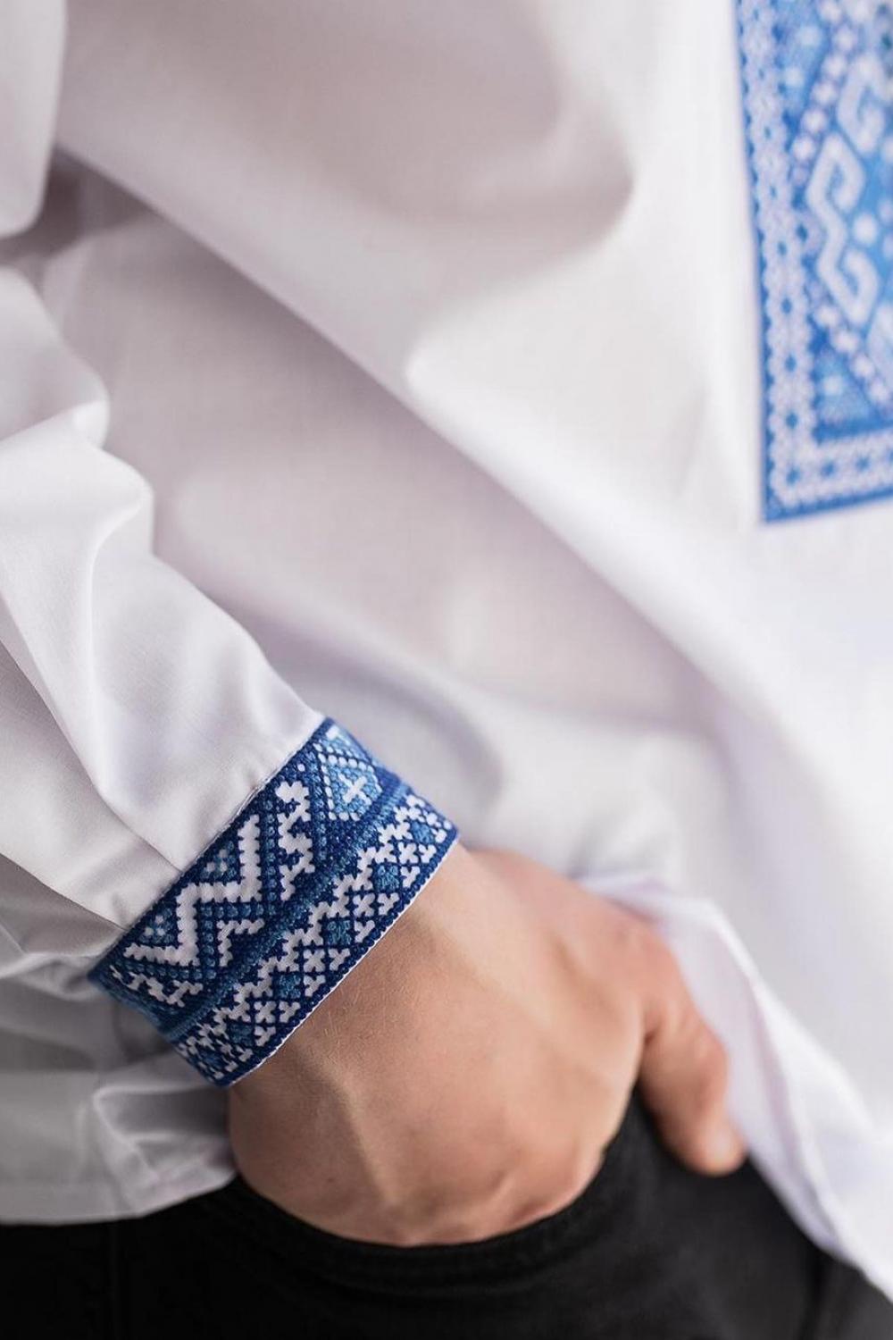 Vyshyvanka men's white ornament Merezhka