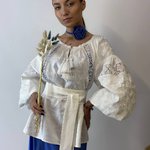 Вишиванка жіноча лляна біла по білому Урочиста EMBROIDERED GEM