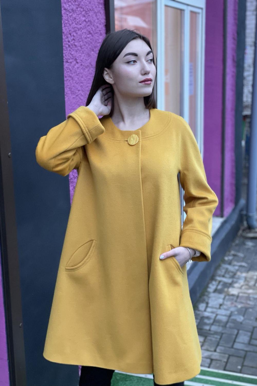Mirella moda women's yellow wool demi-season coat