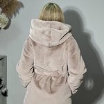 Powder pink faux fur coat
