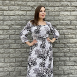 Gray dress with floral print HB-3771-34