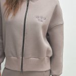 Утеплений спортивний костюм у кольорі капучіно
