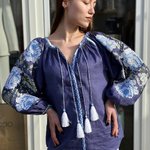 Designer blue embroidered blouse EMBROIDERED GEM