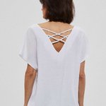 Blouse white with short sleeves Moodo L-KO-3743