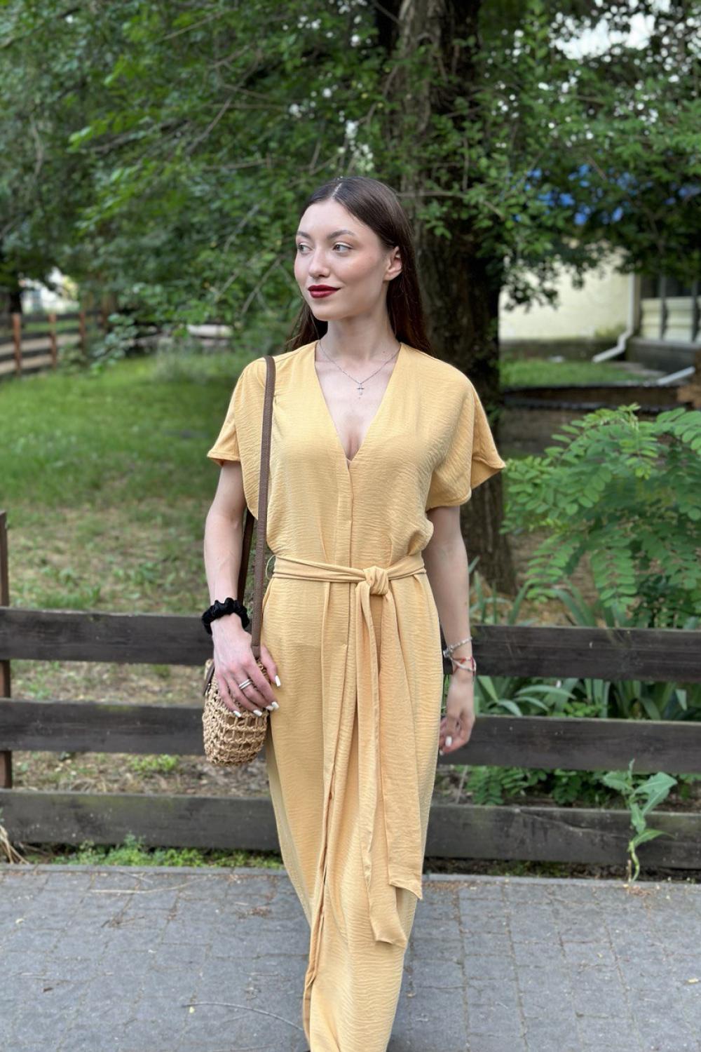 Maxi dress yellow L-SU-4046 Moodo