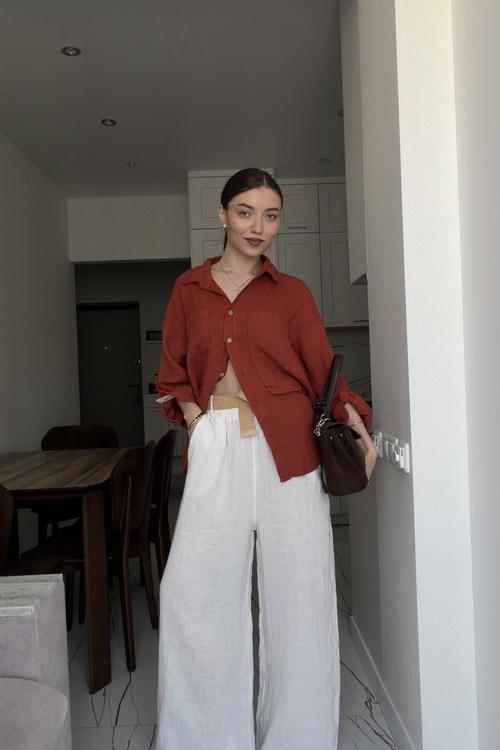 Ecru  linen palazzo pants ecru_pants