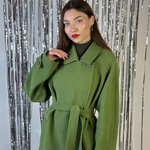Women's demi-season green coat with a fold-down collar 274C FINE LINE