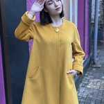 Пальто жіноче демісезонне з вовни жовте Mirella moda