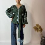 EMBROIDERED GEM women's embroidered linen emerald