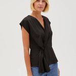 Black blouse with short sleeves