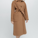 Women's demi-season cashmere coat in camel color 248C FINE LINE