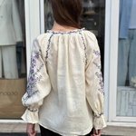 Designer beige Lavender embroidered blouse EMBROIDERED GEM
