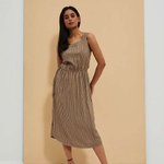 Striped beige dress Moodo L-SU-4057