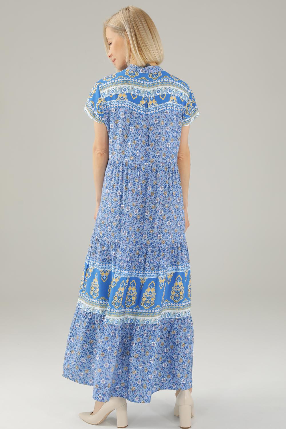 Blue midi dress with print 245-8576