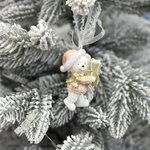 Новорічна підвісна іграшка / Ведмедик Тедді з подаруночком. 8 см