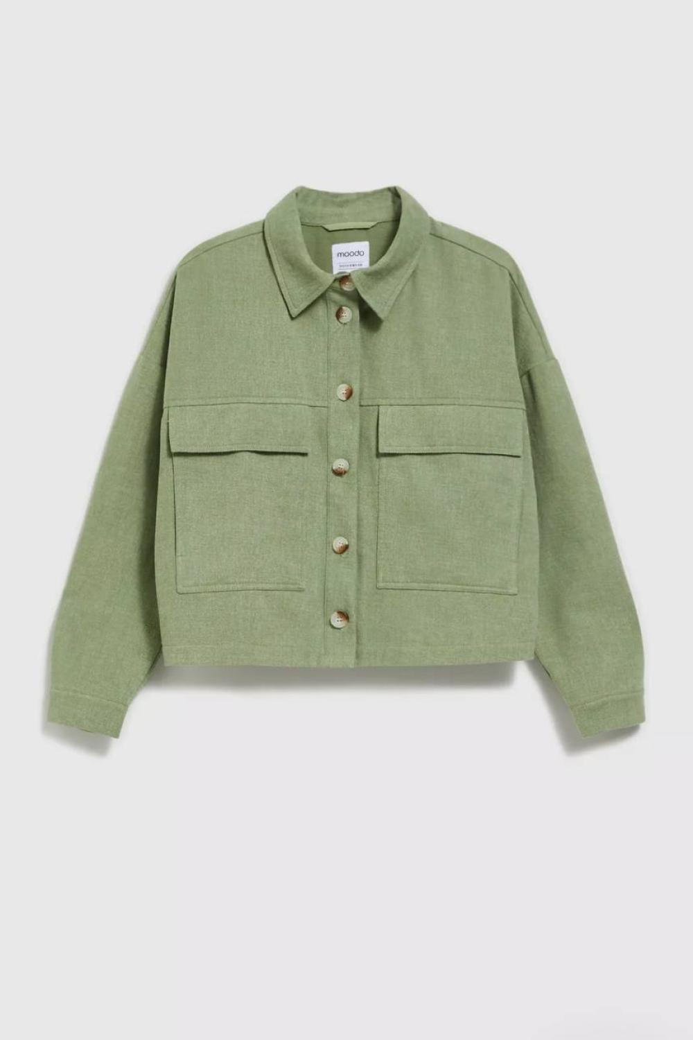 Jacket olive cropped from cotton MOODO