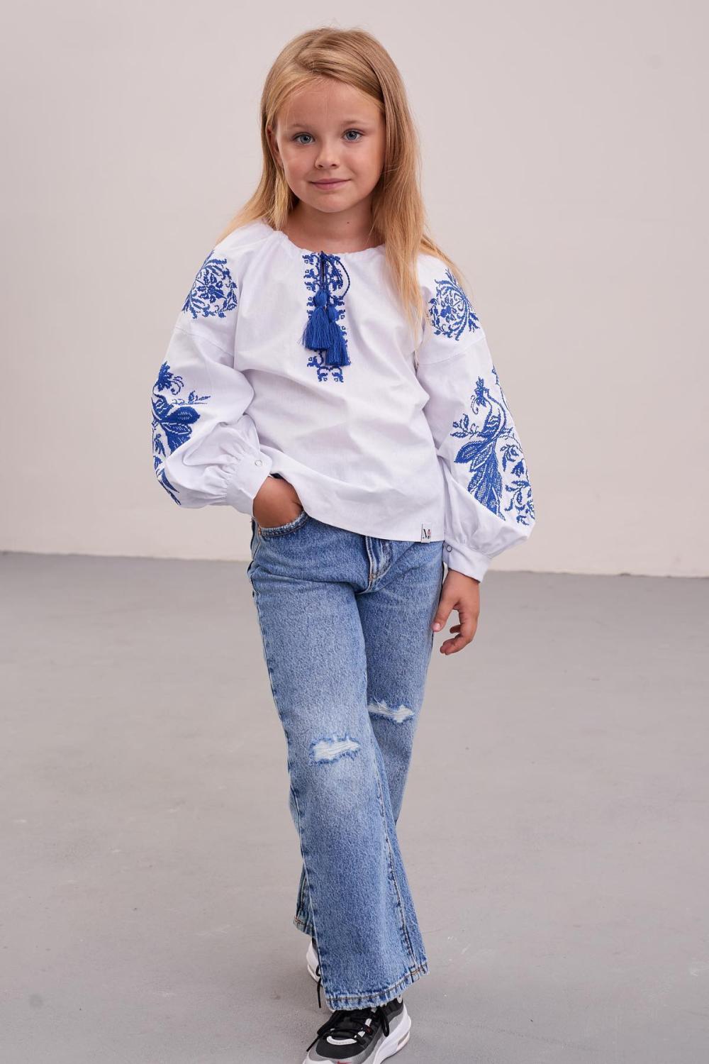 Embroidery children's for girl Dahlia blue MEREZHKA