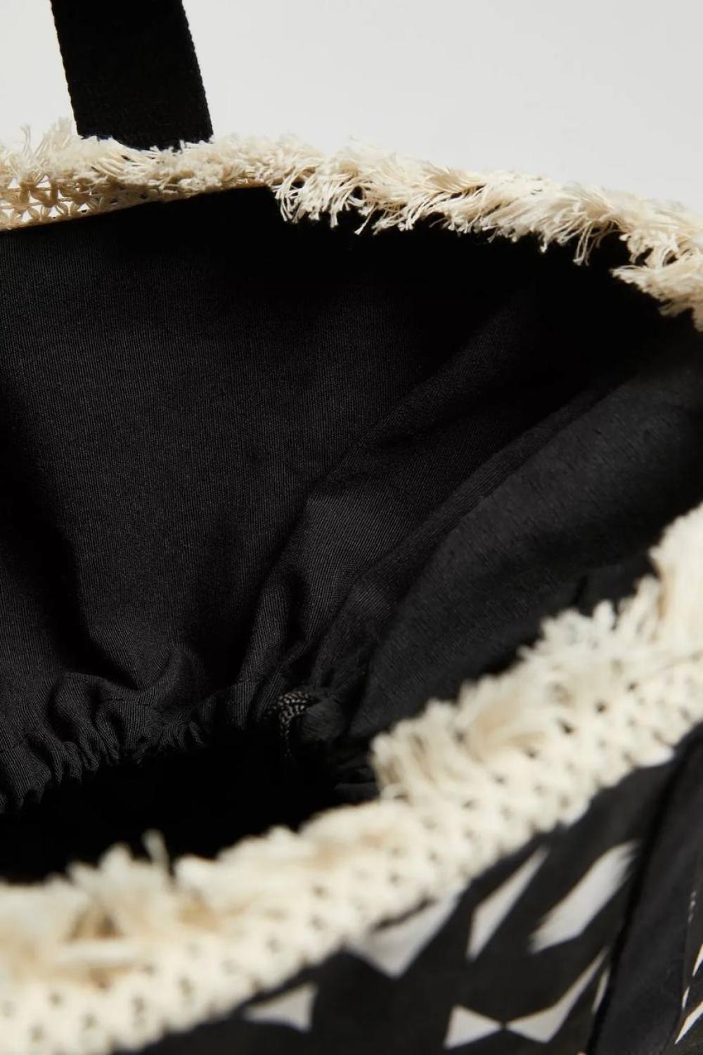 Black and white beach bag