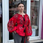 EMBROIDERED GEM women's embroidered linen red
