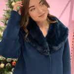 Пальто жіноче зимове вовняне смарагдове Mirella moda з натуральним хутром РЕКС