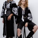 Вишиванка жіноча чорна з білою вишивкою Петриківська EMBROIDERED GEM