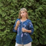 Women's blue embroidered shirt of the author's work