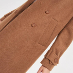 Women's long coat in camel color