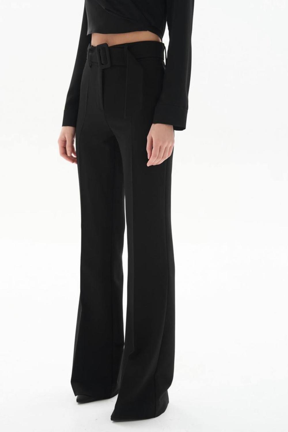 Classic black high-waisted bell-bottom pants