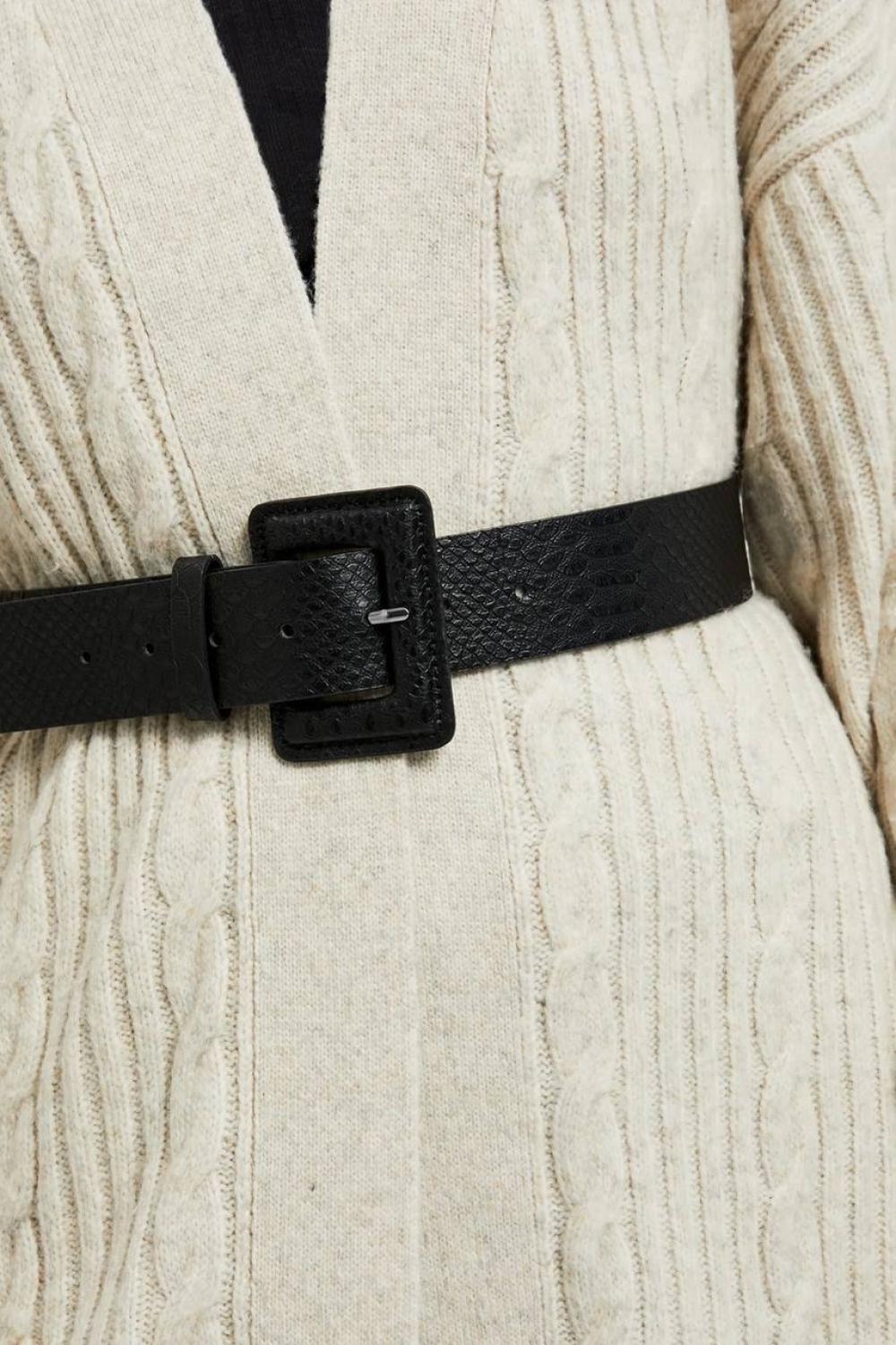 Black wide belt made of eco-leather