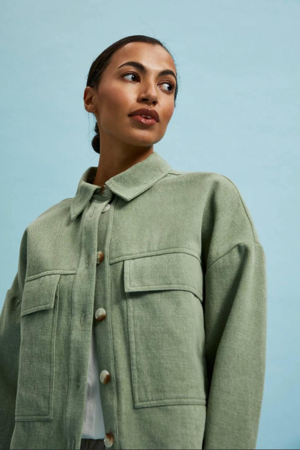 Jacket olive cropped from cotton MOODO