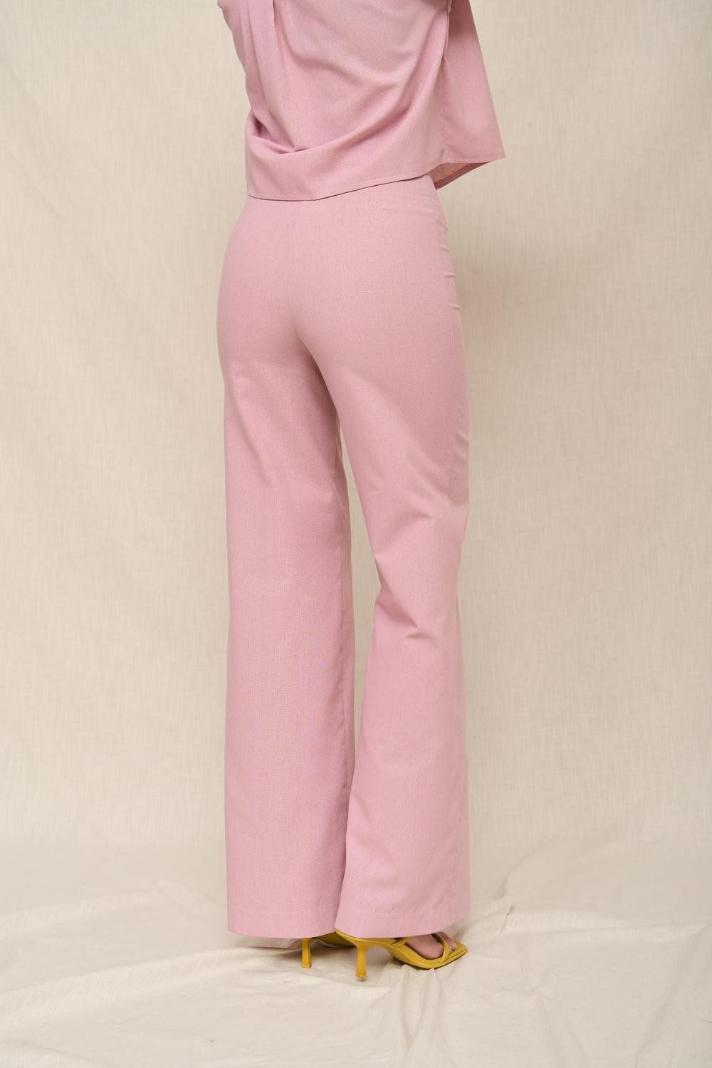 Pink linen palazzo pants 470 Roy