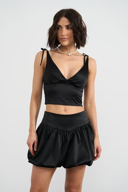 Black top with silk straps
