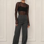 Women's palazzo pants graphite with added wool 519 ROY