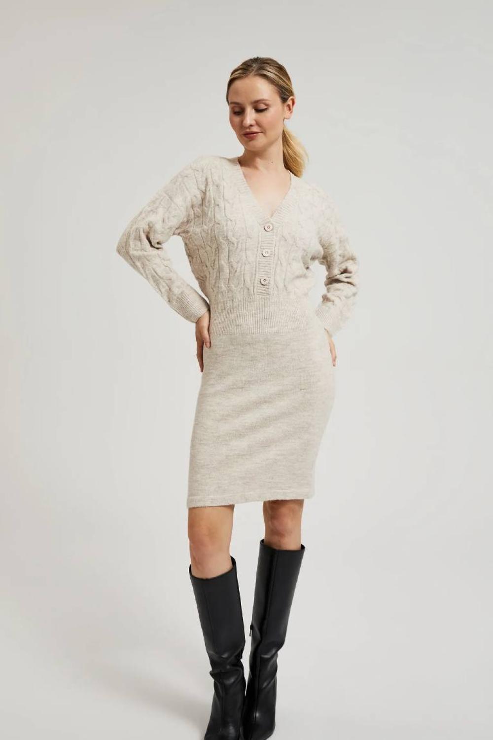Beige knit dress