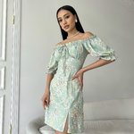 Mini dress olive in floral print Larionoff